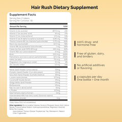 Hair Rush tablet pack from Ultrax Labs highlighting 60-count bottle and nutrient-rich blend