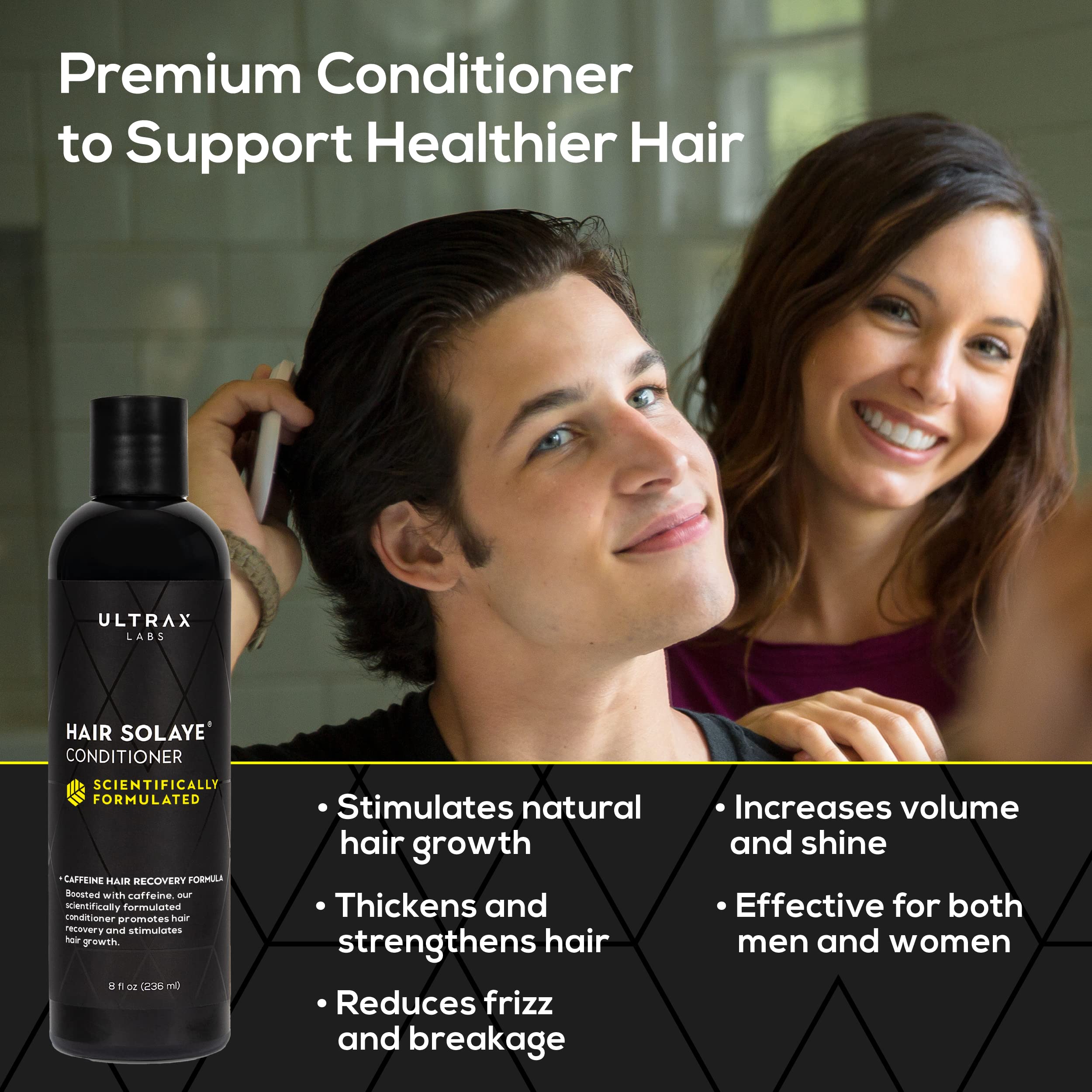 Ultrax Labs Hair Solaye conditioner pump and easy application close-up for quick 2-minute treatment