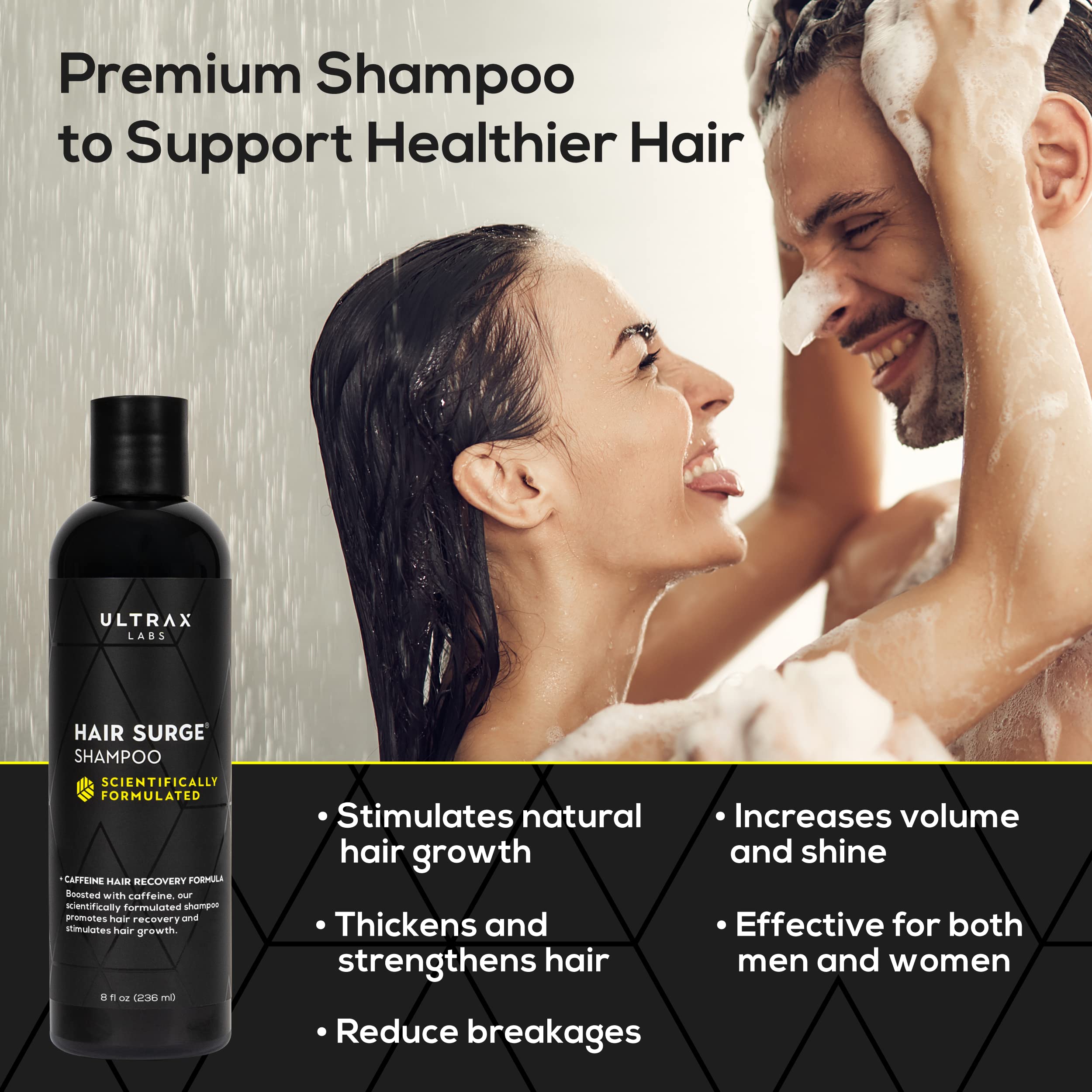 Ultrax Labs Hair Surge shampoo lather provides a rich cleanse without stripping oils.