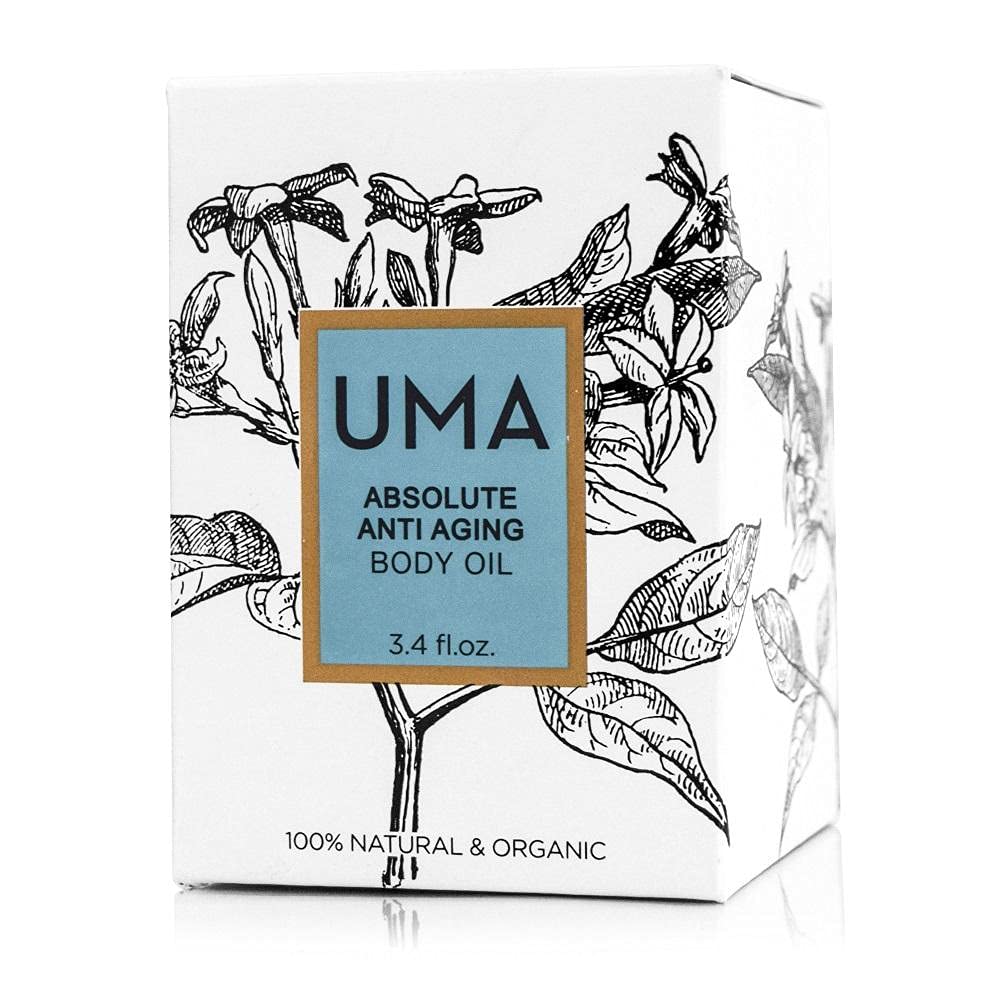 UMA Absolute Anti-Aging Body Oil neroli-rose blend, soothing aroma and skin support.