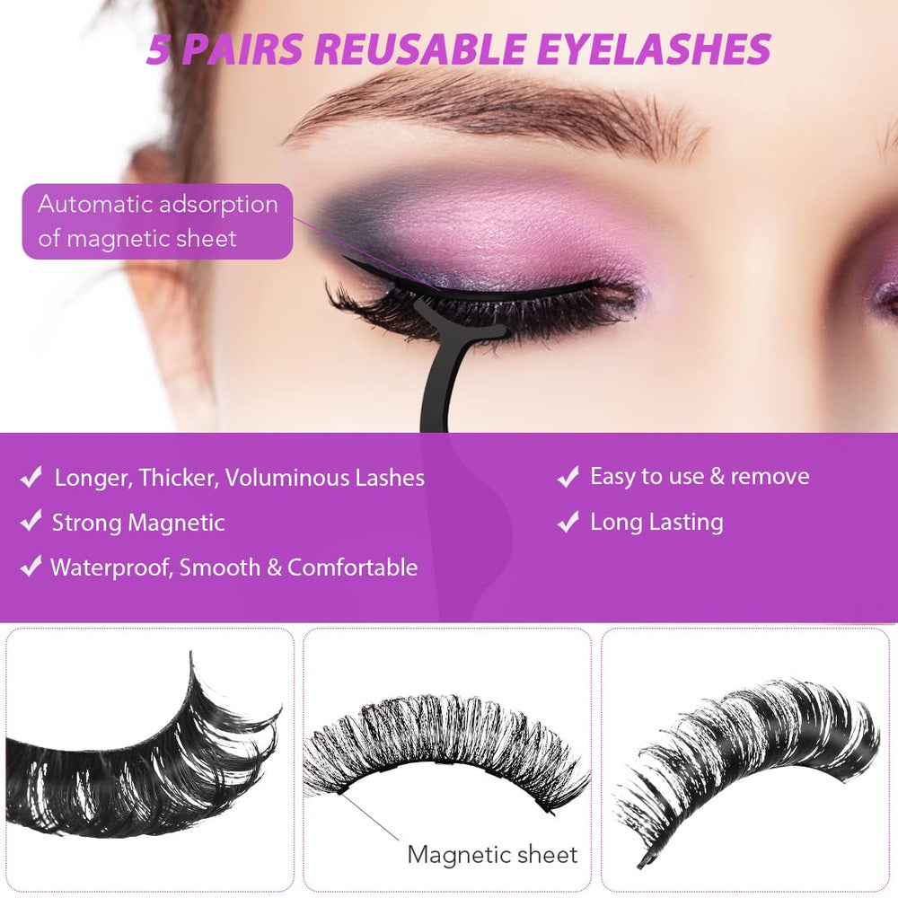 UMATE PLUS Five Pairs Reusable Lashes for versatile styles.