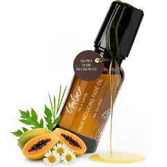 Umber by J. Lenay fade oil bottle for facial and body hair reduction.