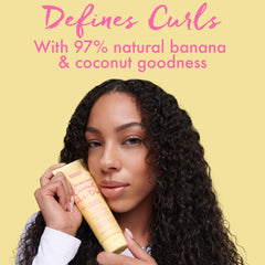 Umberto Giannini Banana Coconut Air Dry Cream creates air-dried waves with natural look.
