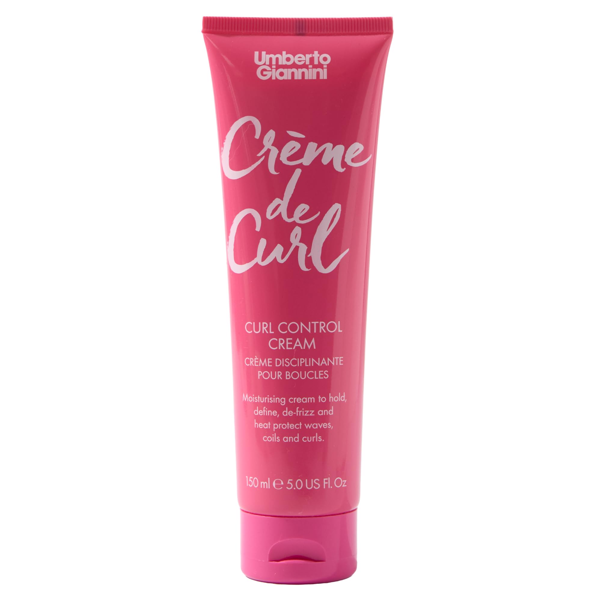 Umberto Giannini Creme De Curl Control Cream bottle for de-frizzed, defined curls.