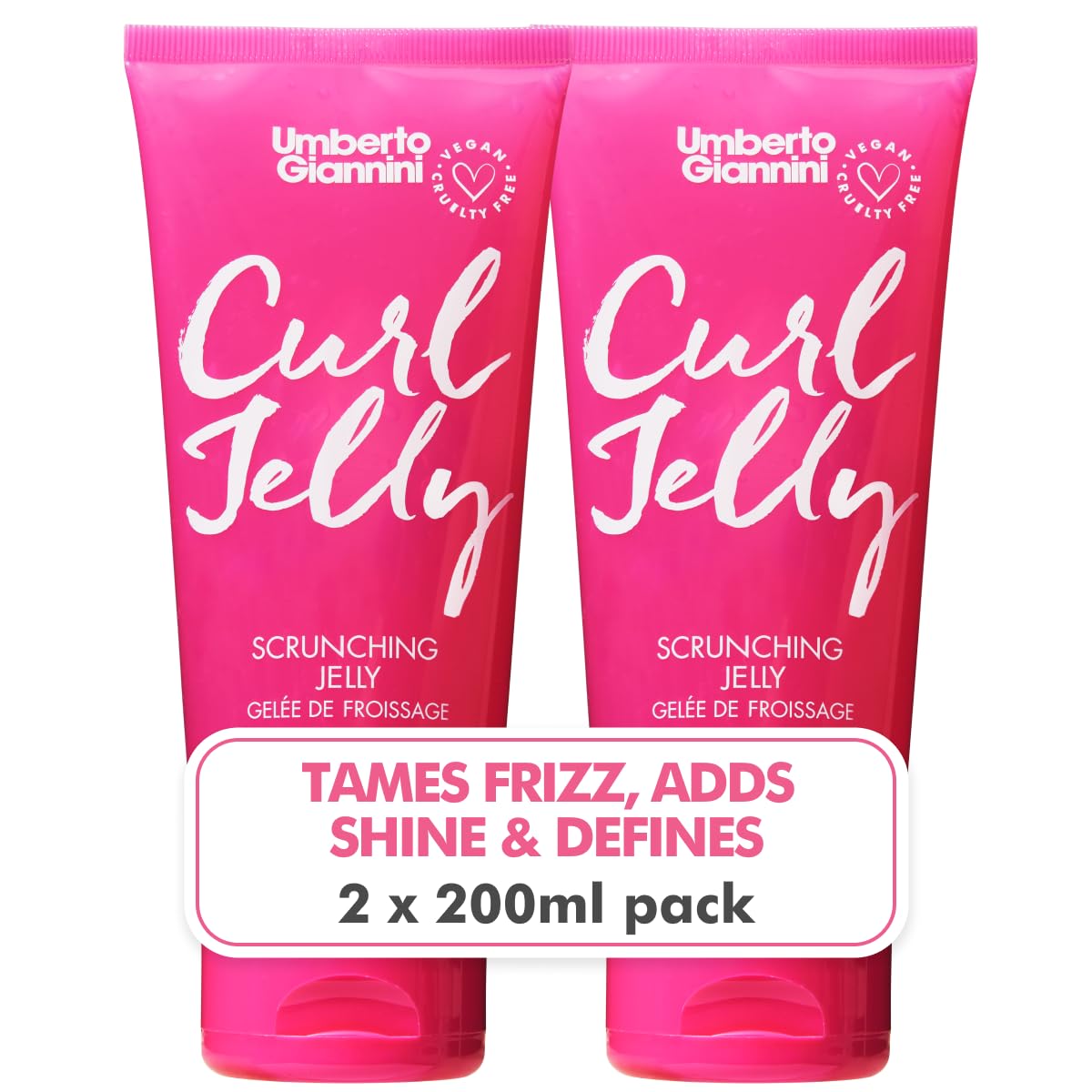 Umberto Giannini Curl Jelly bottle with cap, silicone-free frizz control for defined curls.