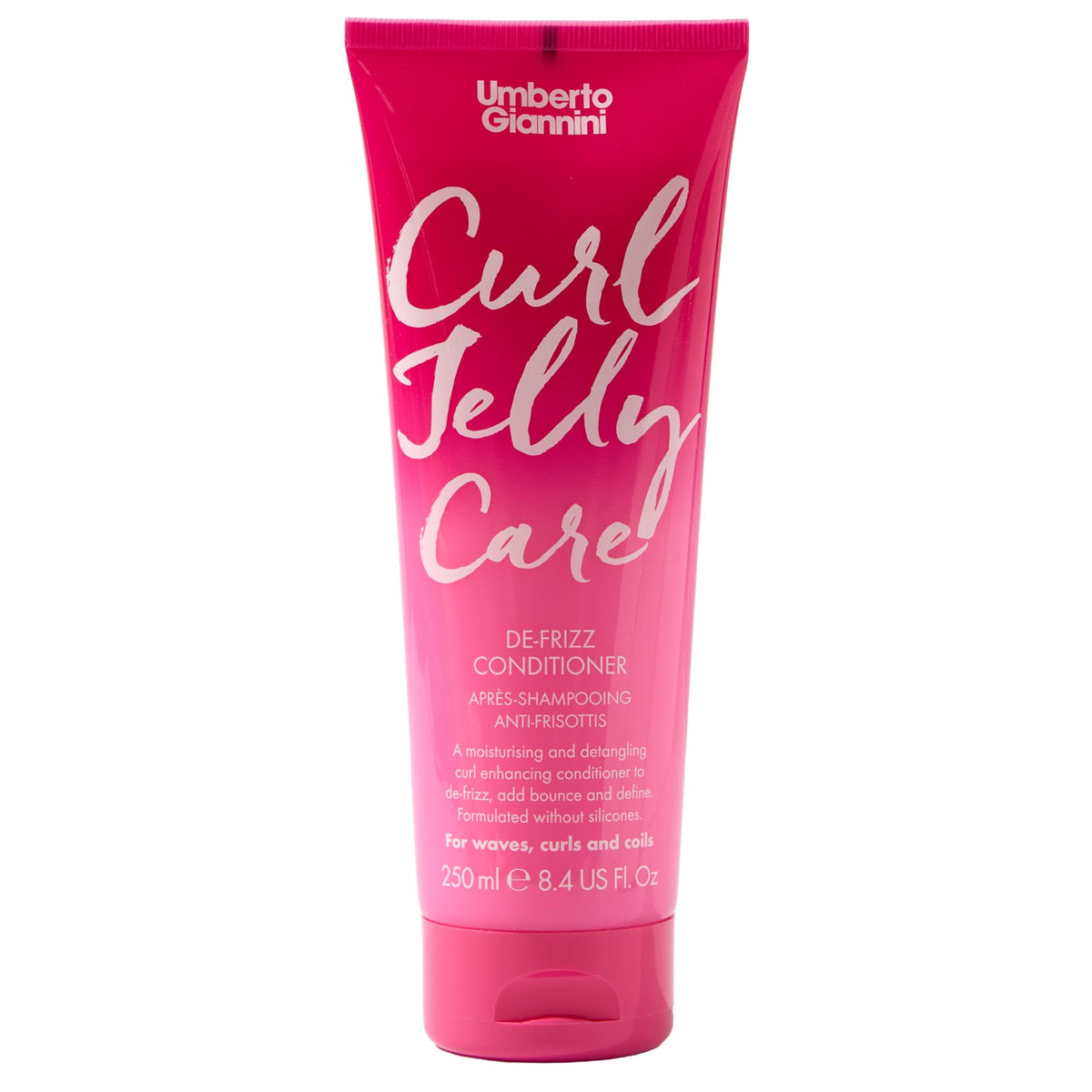 Umberto Giannini Curl Jelly Care bottle tames frizz for defined waves.
