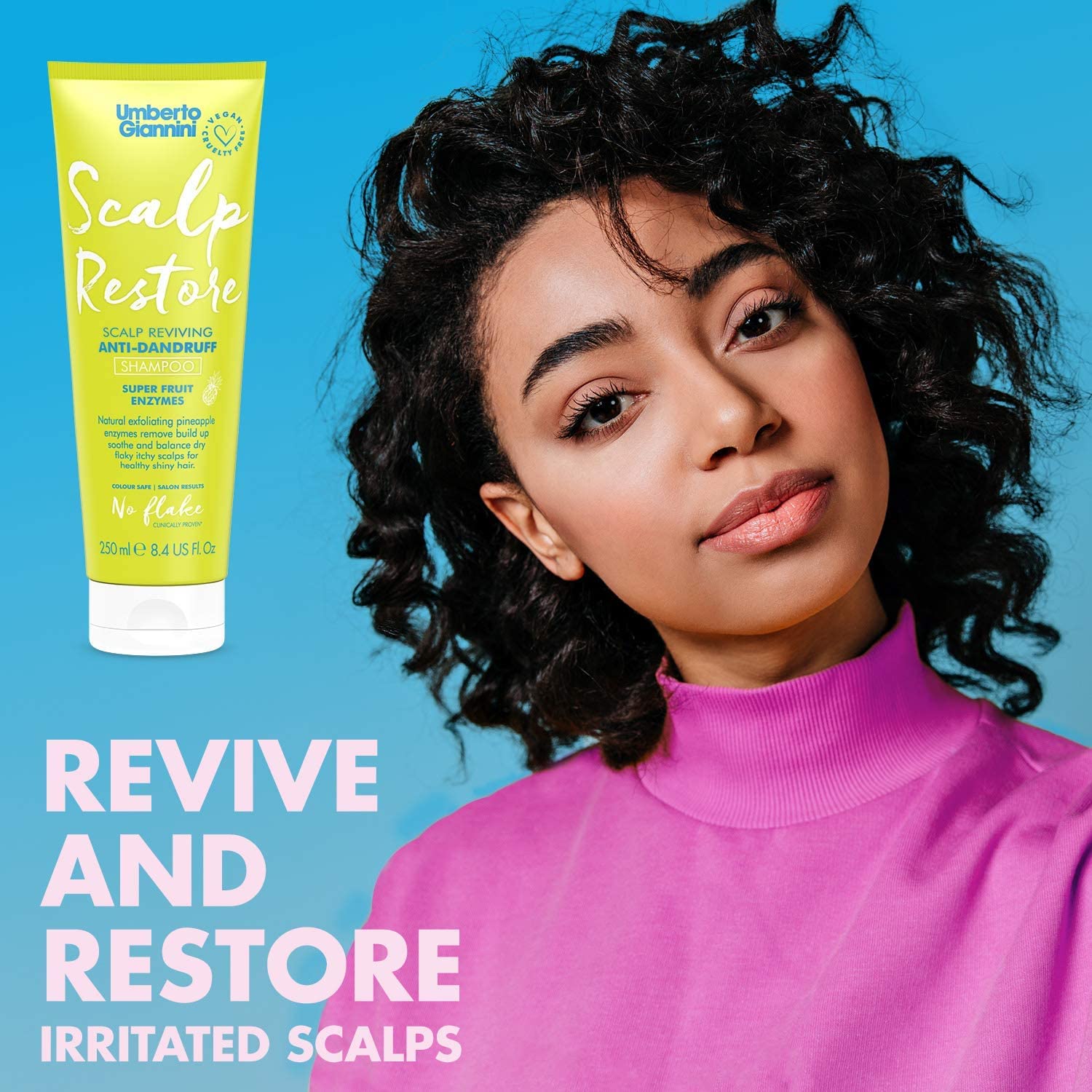 Umberto Giannini Scalp Restore rinse water for clear, refreshed scalp.