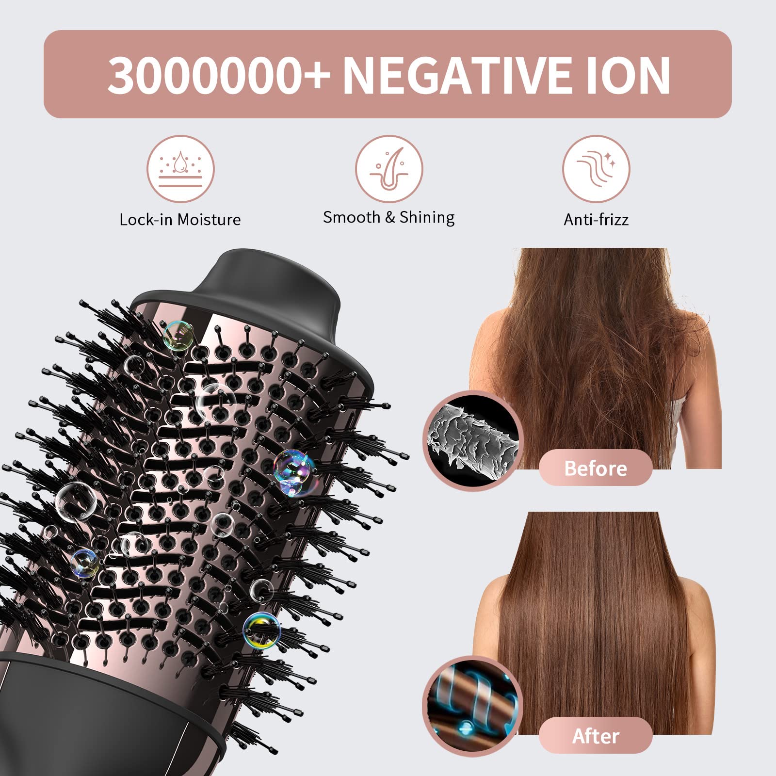 Umeely hair dryer brush cool shot button for lasting style.