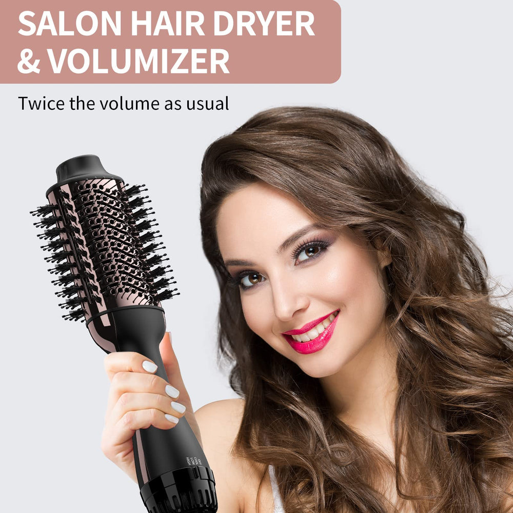 Umeely hair dryer brush nylon-pin bristles to prevent tangling and boost volume.