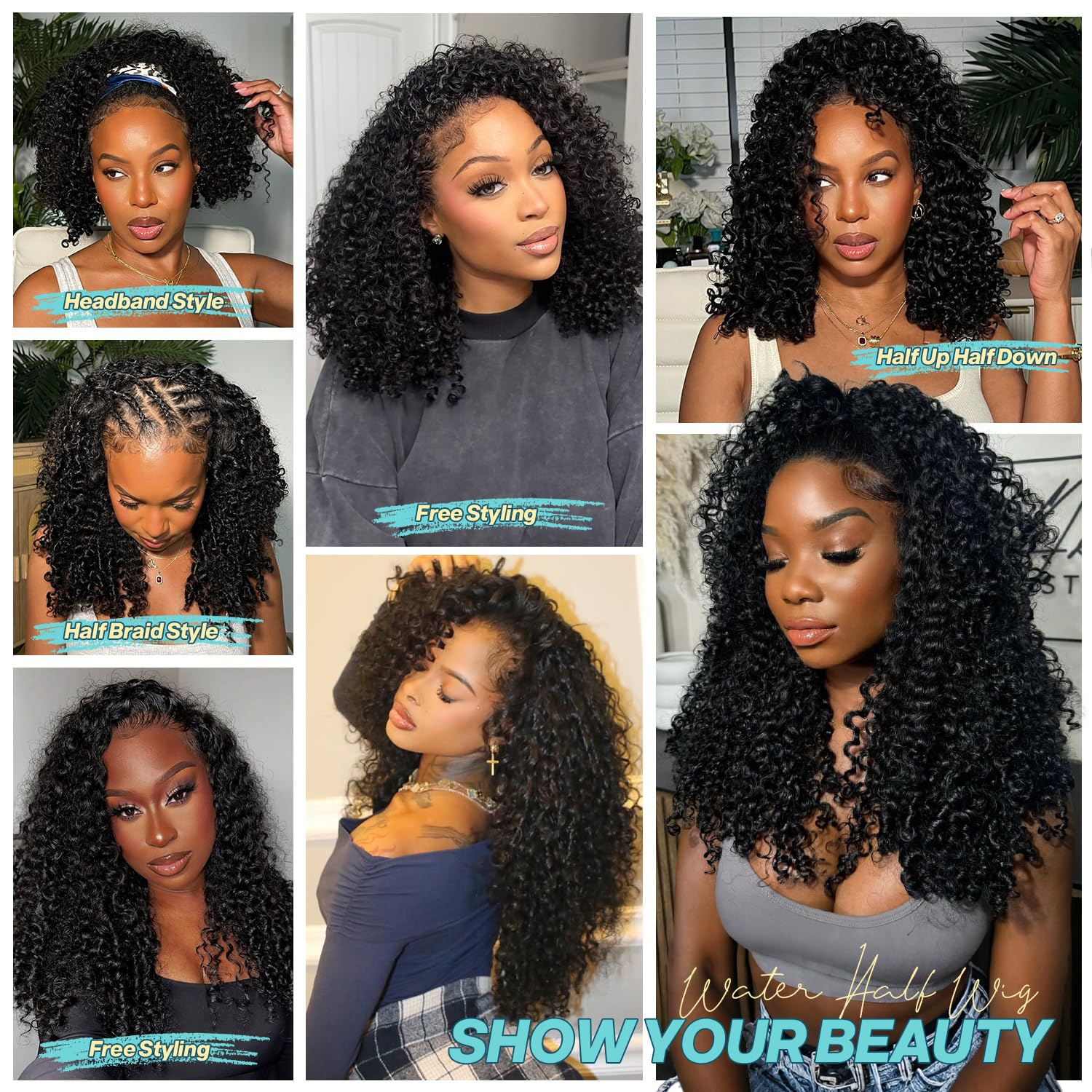 UMEGIRL half wig offers versatile styling for quick looks.