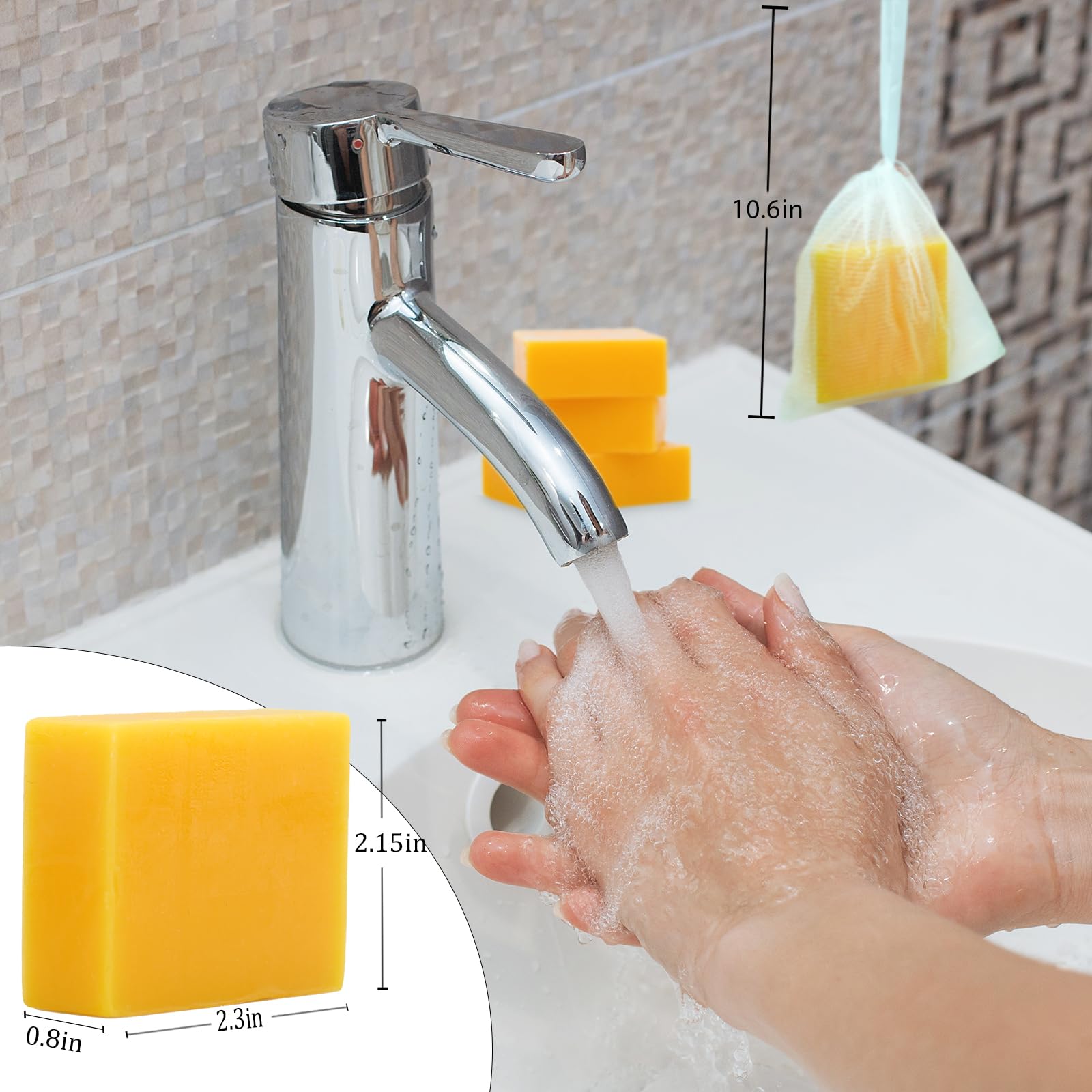 Umpeimvon turmeric soap texture closeup highlighting natural exfoliation potential