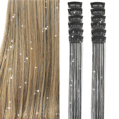 Umylar clip-in hair tinsel 20 inch black adds subtle sparkle to everyday hairstyles