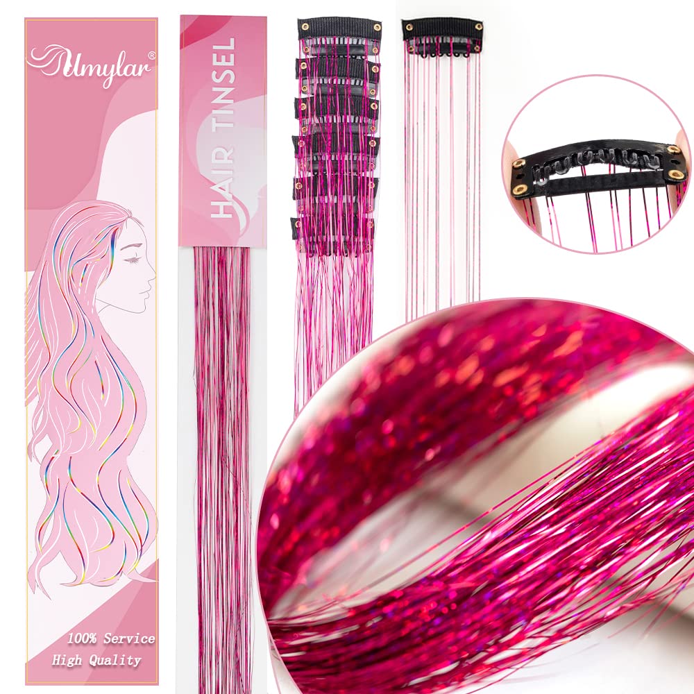 Umylar glitter extensions in rose red for instant highlight sparkle