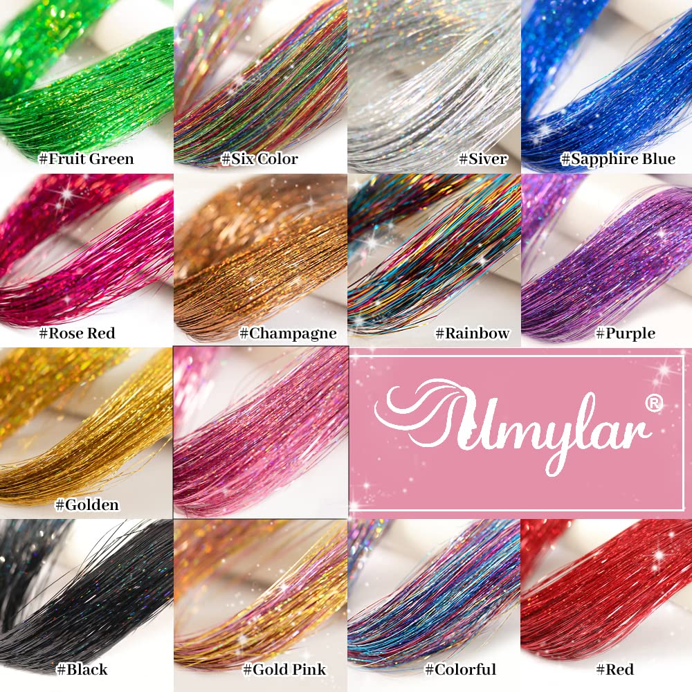 Umylar 20-inch hair tinsel extensions can be trimmed to match your hair length.