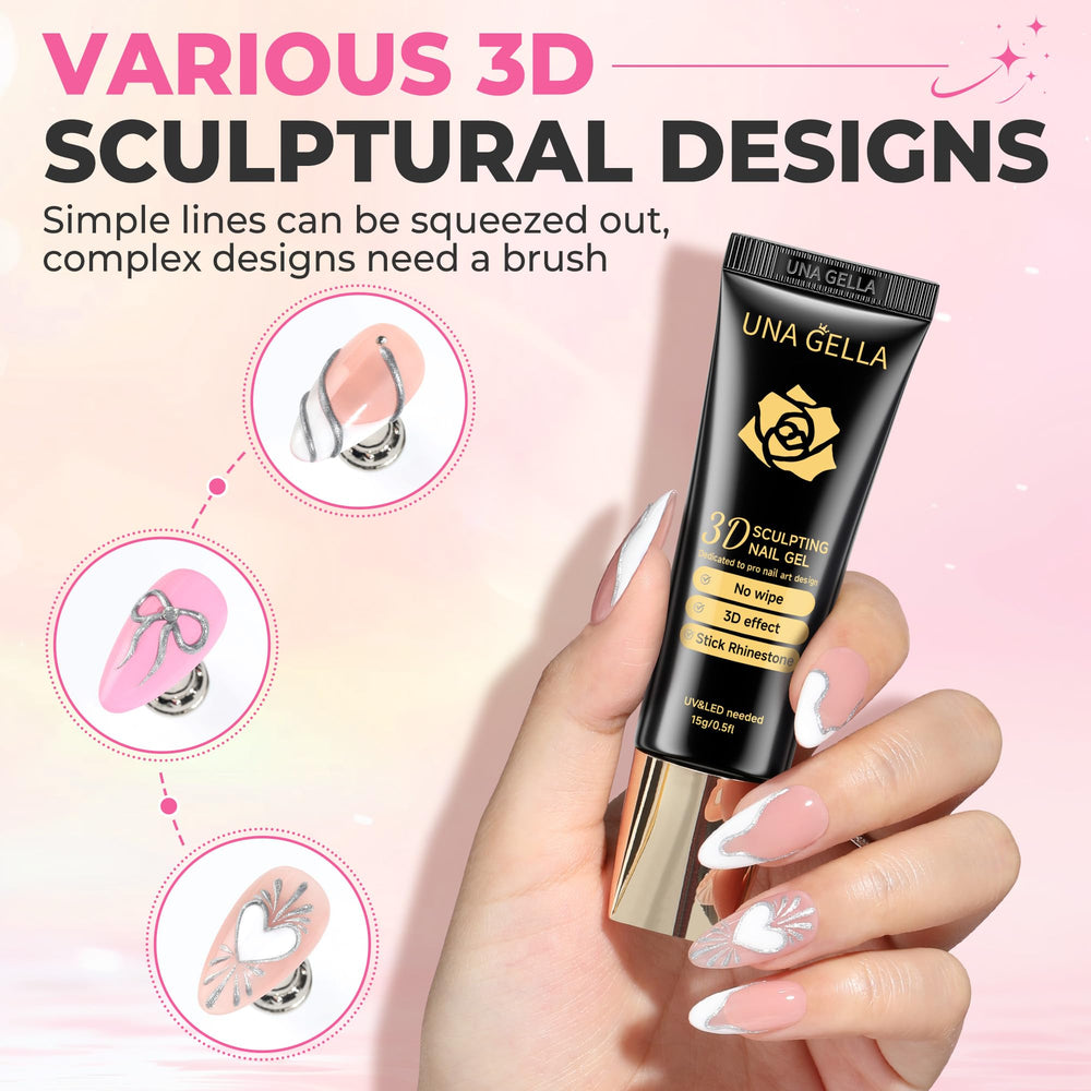 UNA GELLA 3D gel forms tiny flowers for DIY nail art designs.