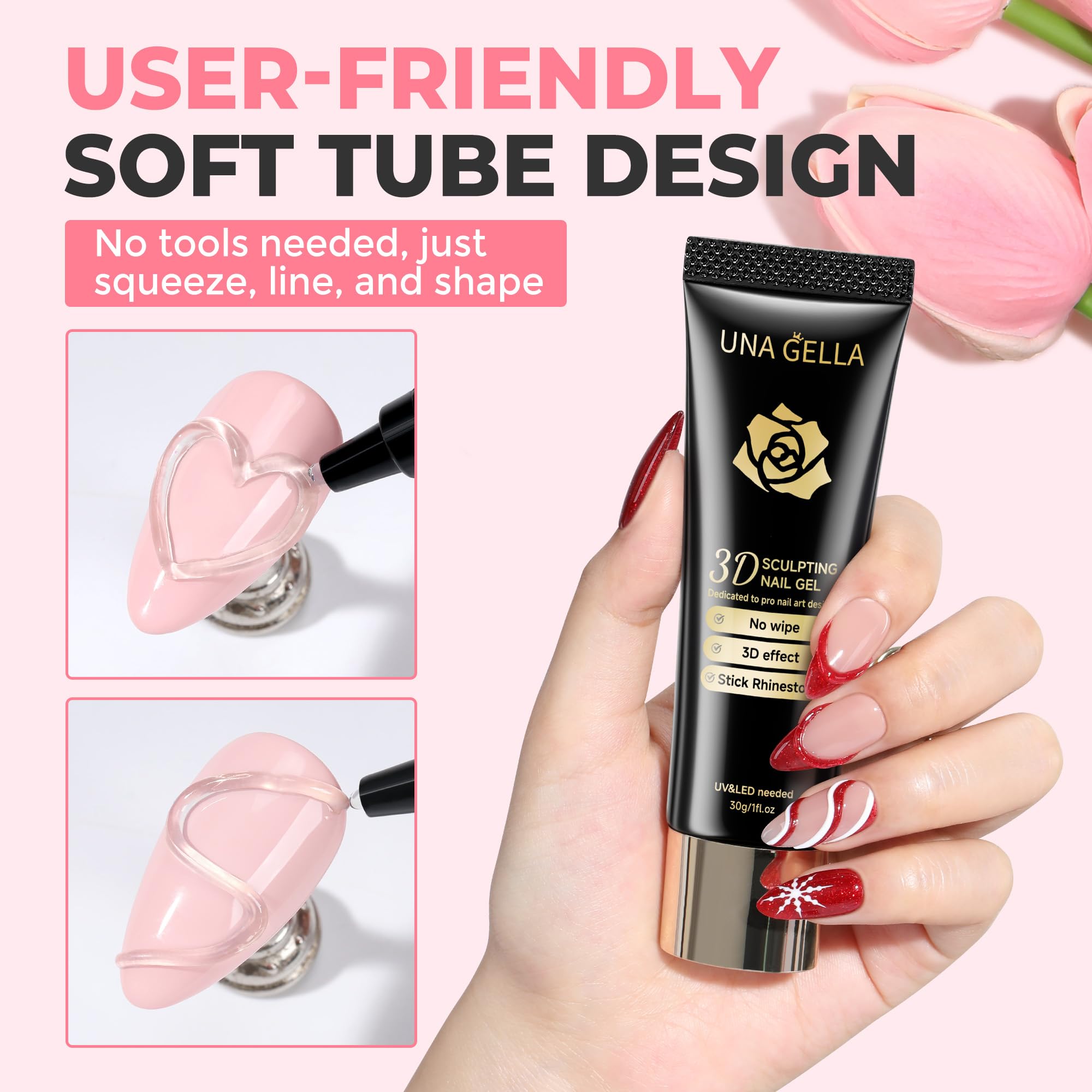 UNA GELLA 3D gel nail art precision lines for clean shapes