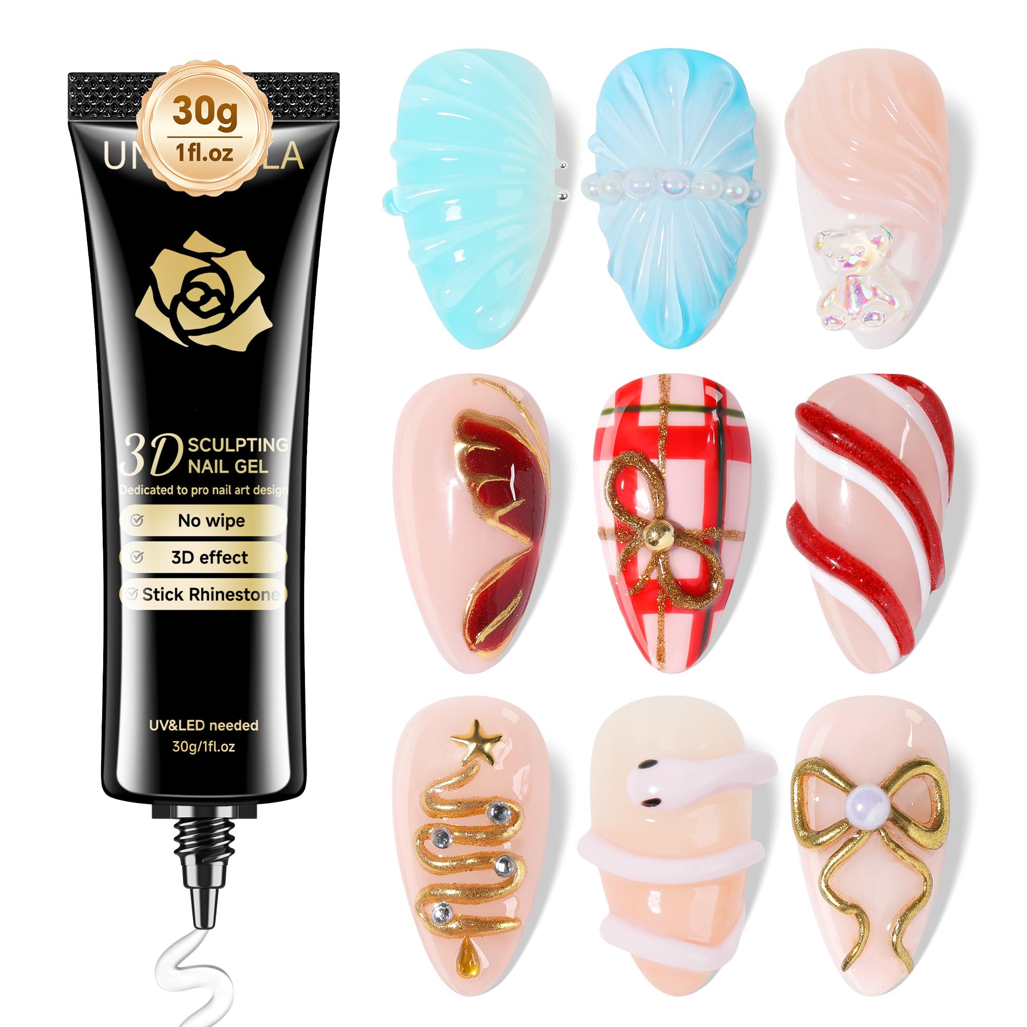 UNA GELLA 3D nail art bottle pour for precise natural-nail application