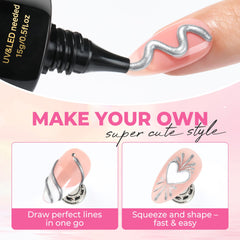 UNA GELLA pearl effects add subtle shine to 3D nail art accents.