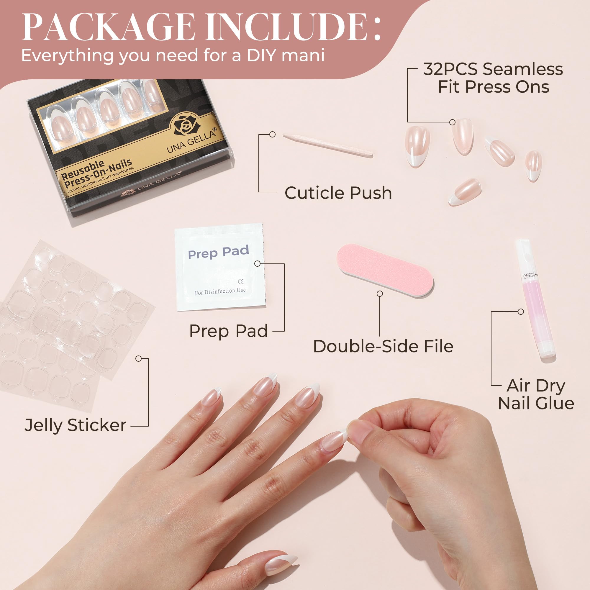 UNA GELLA adhesive tabs enable quick, damage-free removal and style changes