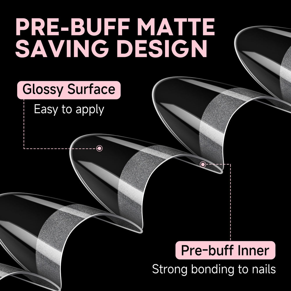 UNA GELLA Almond Nail Tips prebuffed surface saves time on polishing