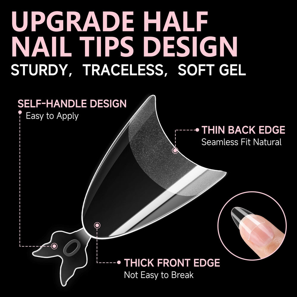 UNA GELLA Almond Nail Tips soft gel material for flexible, crease-free wear