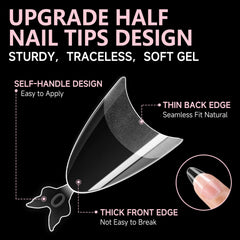 UNA GELLA Almond Nail Tips soft gel material for flexible, crease-free wear
