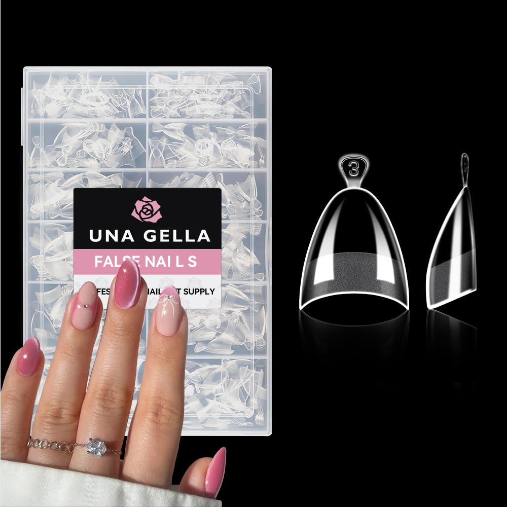 UNA GELLA almond-shape nail tips short 504pcs for easy at-home extensions