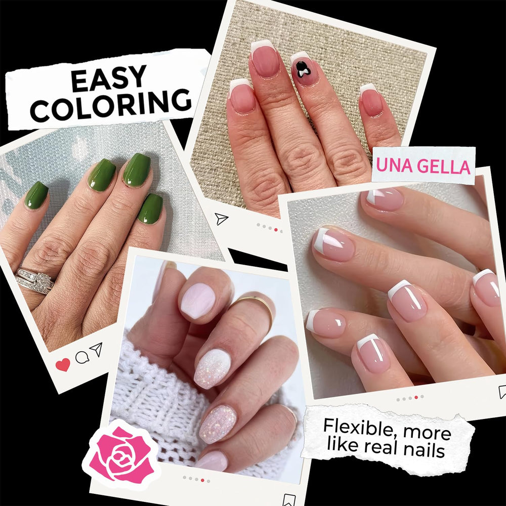 UNA GELLA clear cover tips close-up highlighting soft gelly material quality.