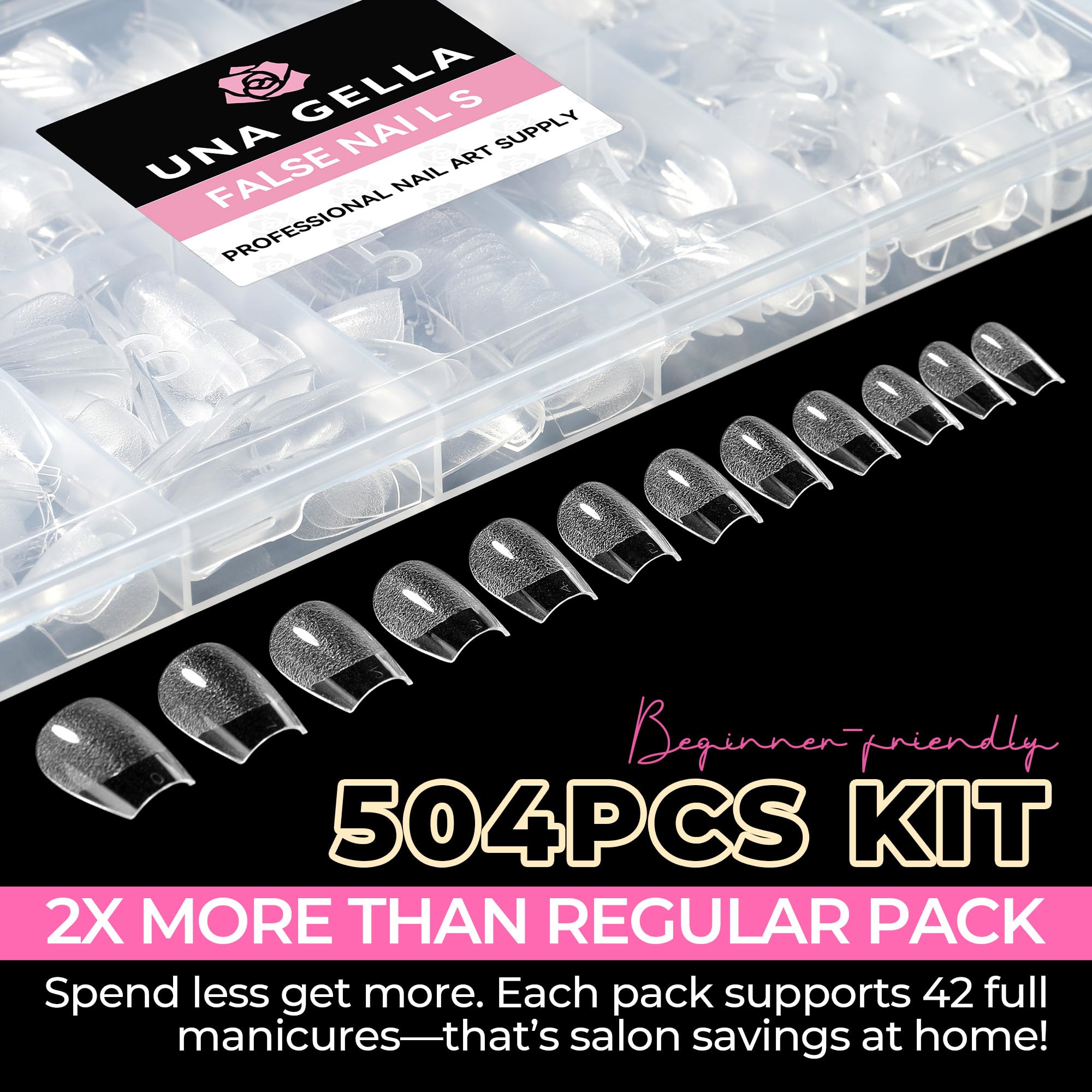 UNA GELLA clear cover tips – color stays vibrant with a shielded look.