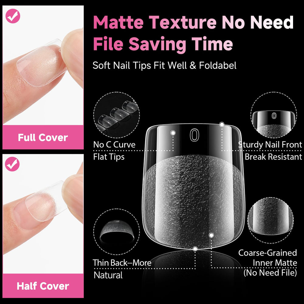 UNA GELLA clear full-cover tips show no trace after application.