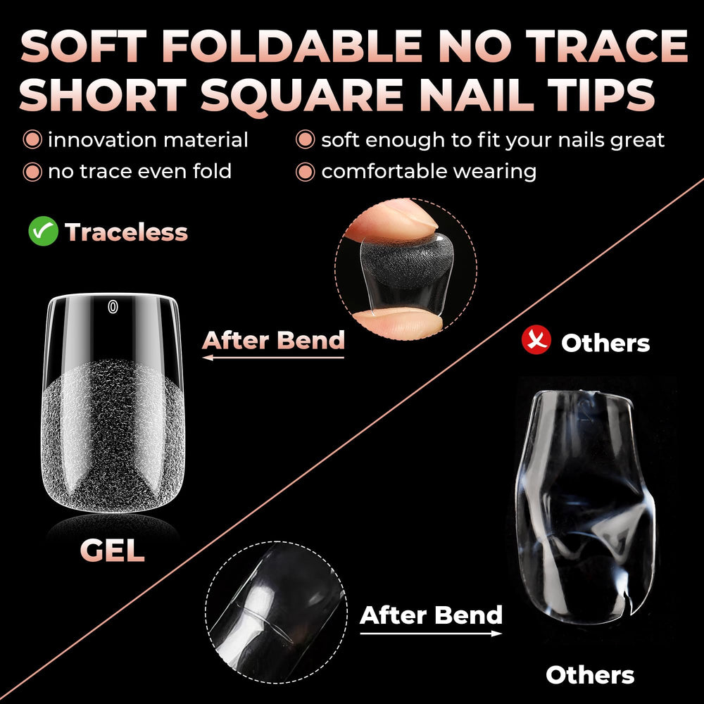 UNA GELLA clear soft gel nail tips pre-buffed for stronger adhesion.