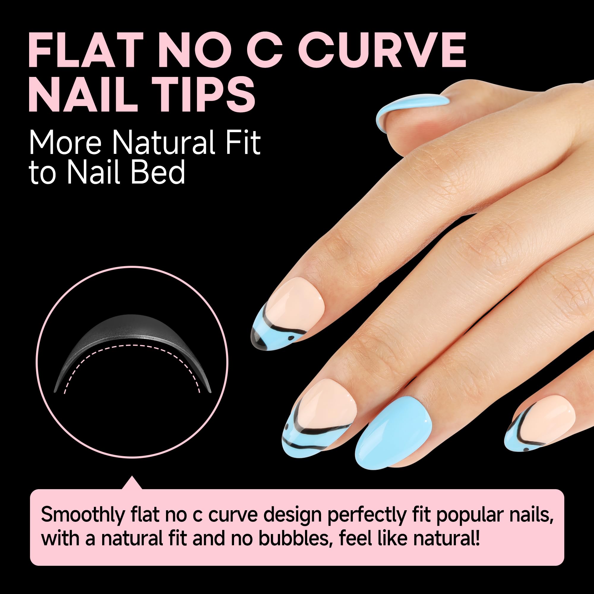 UNA GELLA clear tips compatible with polish and rhinestones