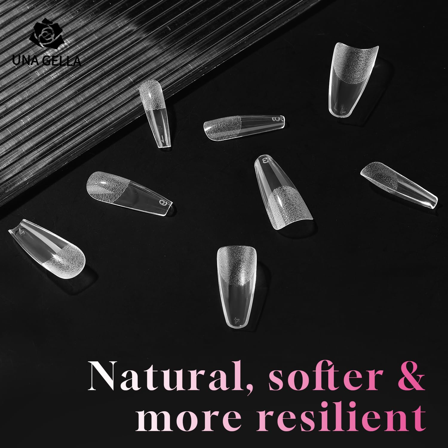 UNA GELLA coffin tip edges natural-fit design for comfortable wear