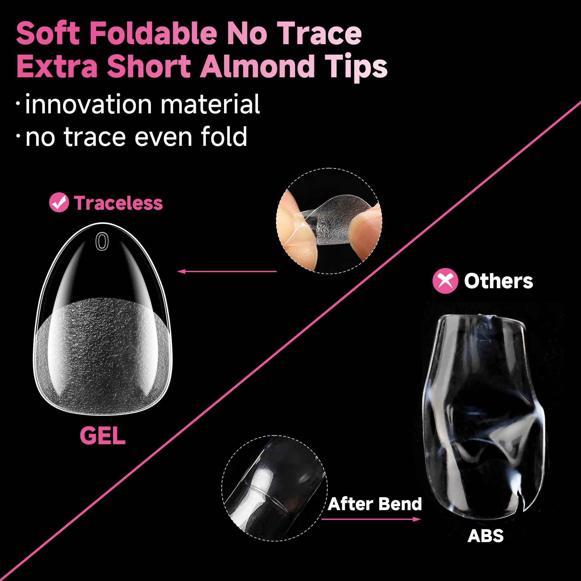 UNA GELLA full-cover almond tips natural fit along the nail bed