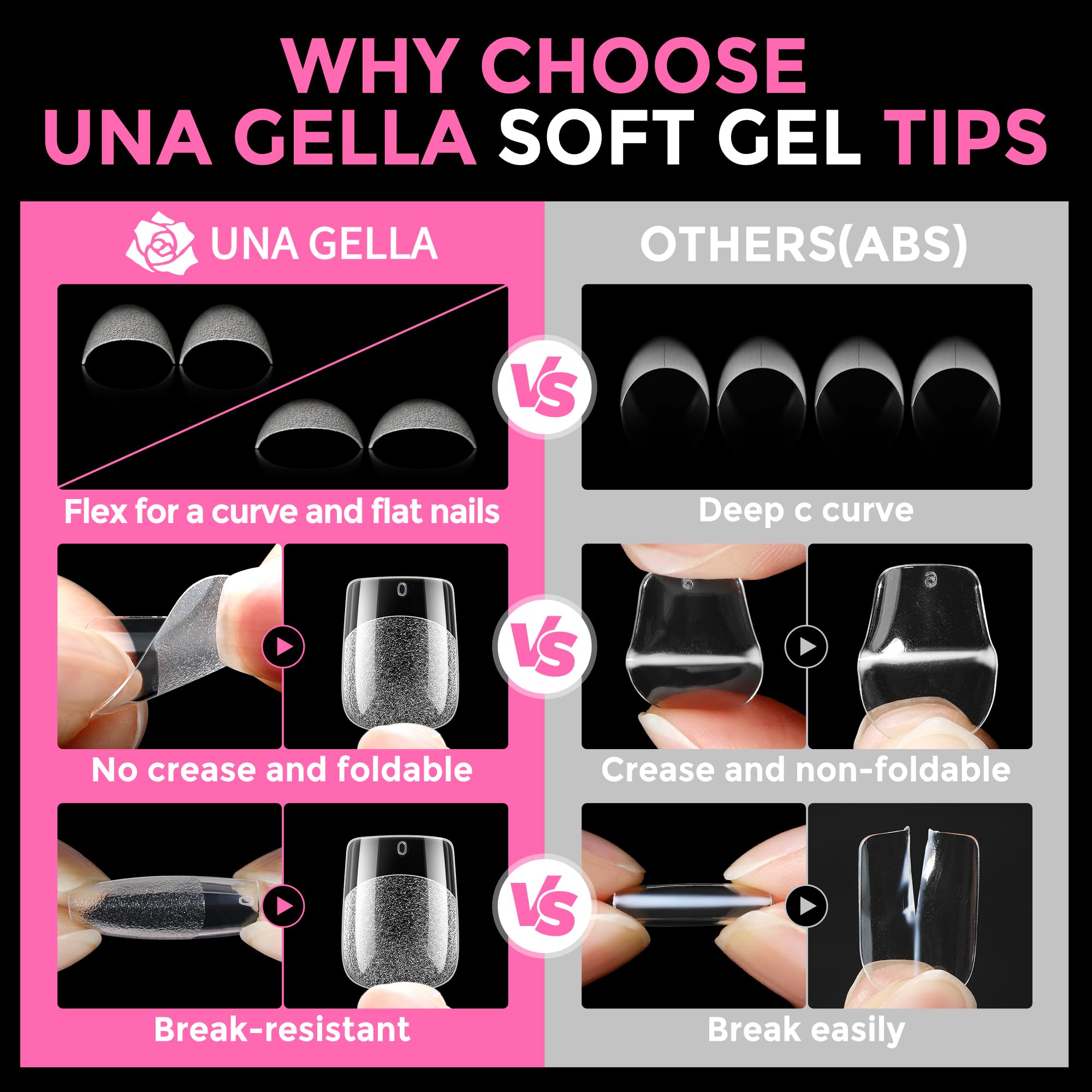 UNA GELLA 12 sizes labeled on tip tops for quick matching.