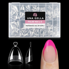 UNA GELLA almond nail tips half-cover clear for precise, quick manicures