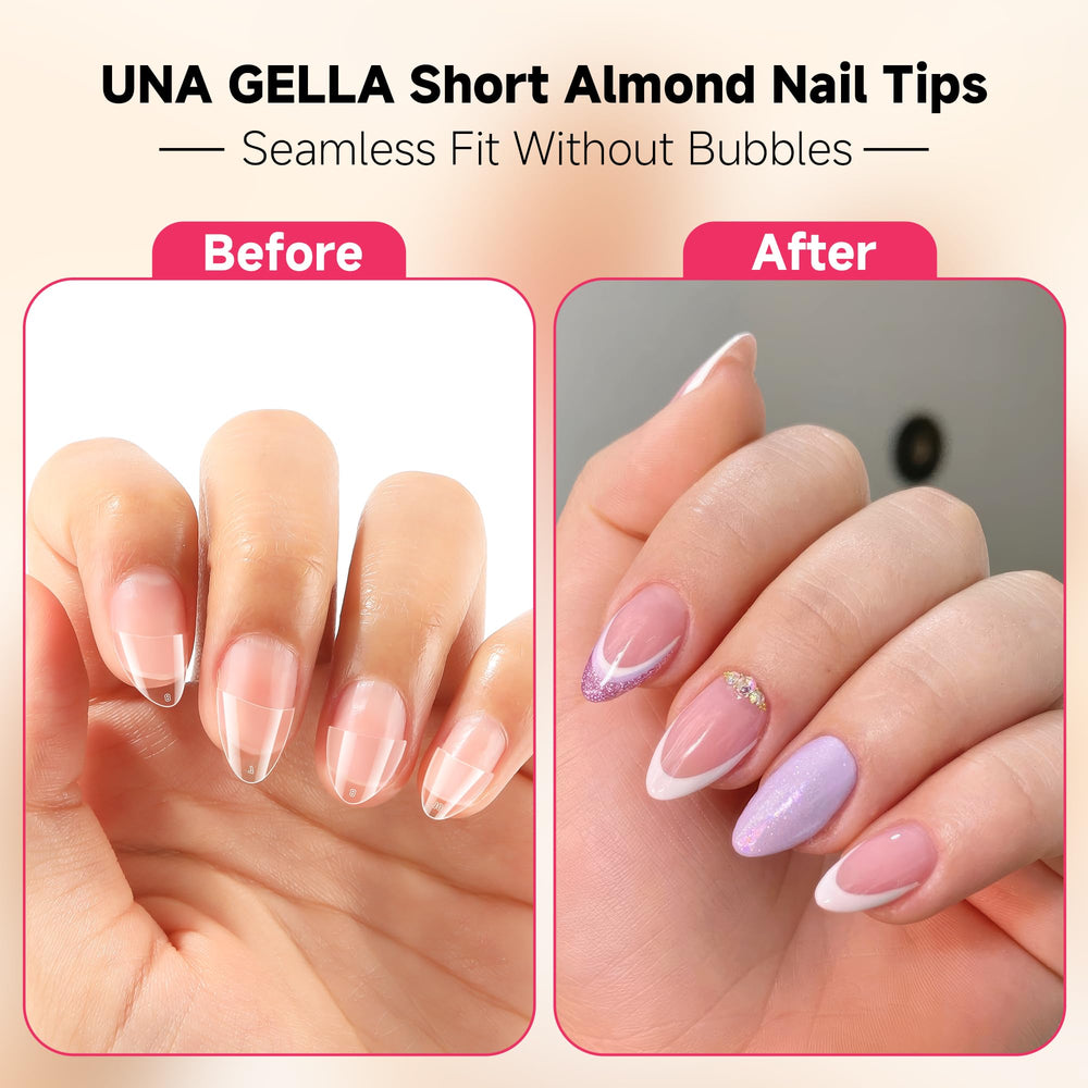 UNA GELLA half-cover almond tip with thick front for durability