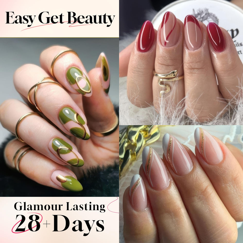 UNA GELLA half-cover almond tips with matte texture for strong nail base