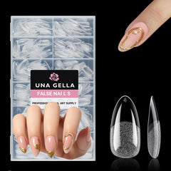 UNA GELLA medium almond nail tips with inner deep matte texture for stronger adhesion.