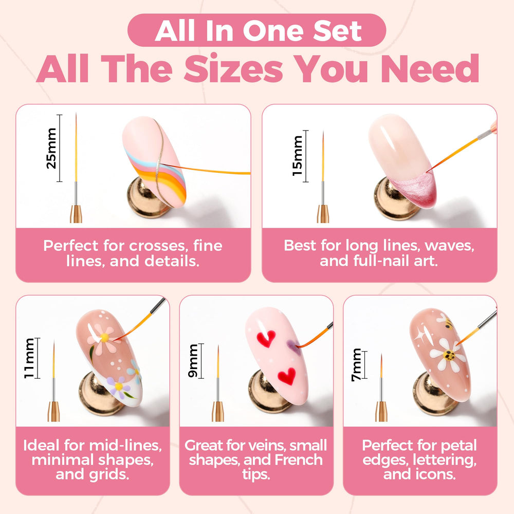 UNA GELLA 11mm medium stroke brush for clean nail designs.