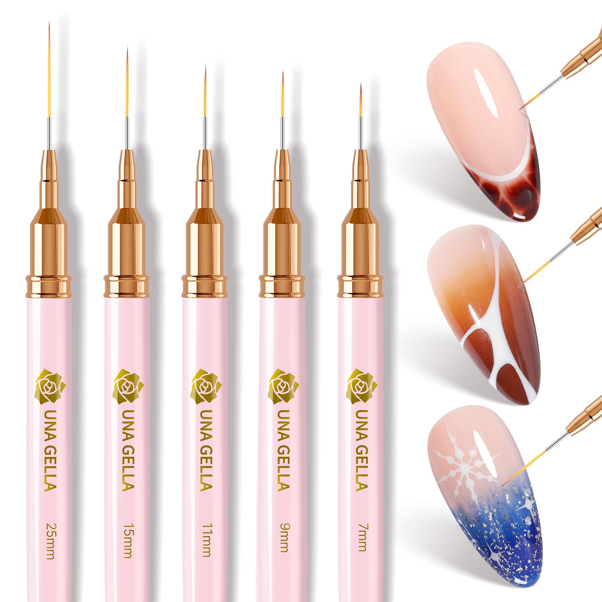 UNA GELLA 7mm fine line brush for precise gel art lines.