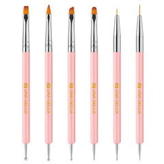 UNA GELLA flat nail art brush for precise color application.
