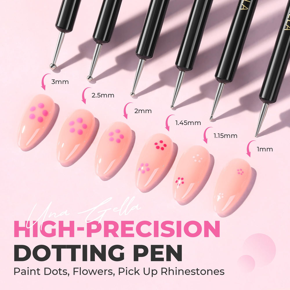 UNA GELLA dual-ended design saves time during nail art sessions