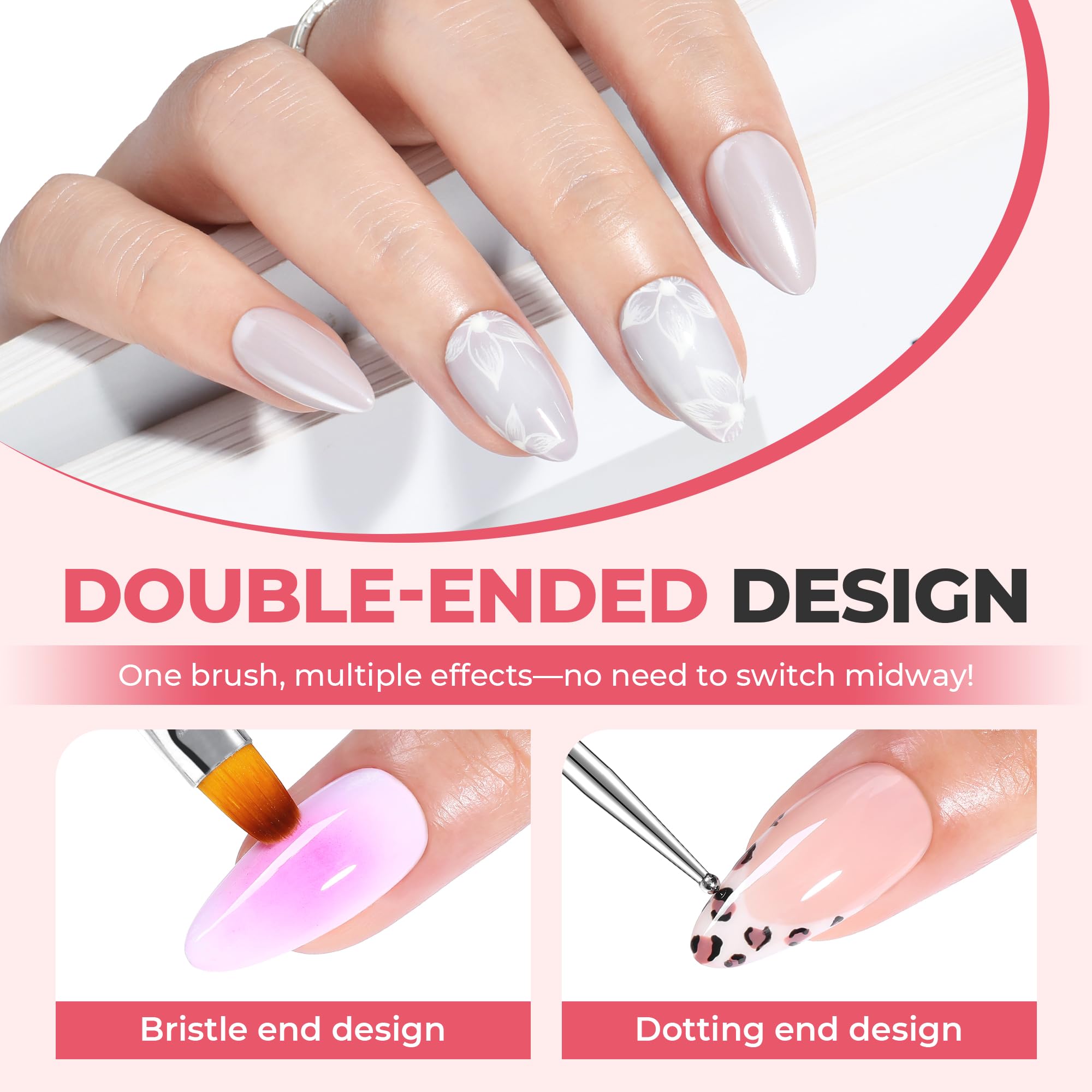 UNA GELLA Nail Art Set French brush for clean tip design.
