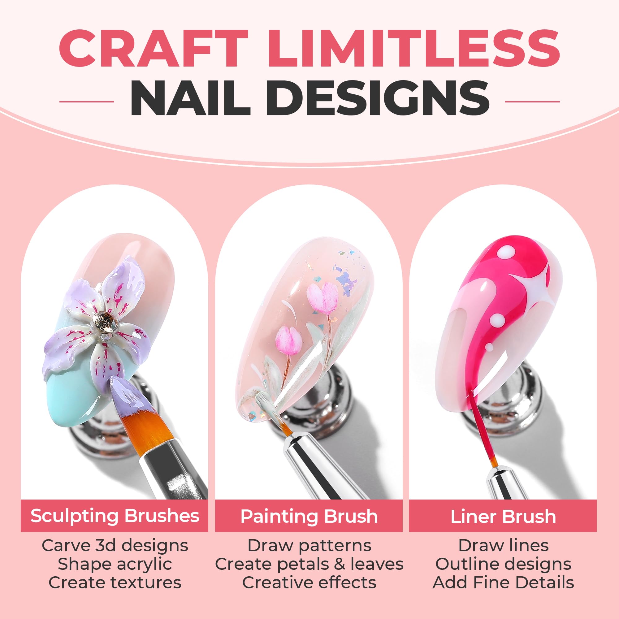UNA GELLA Nail Art Set painting brush for bold color application.