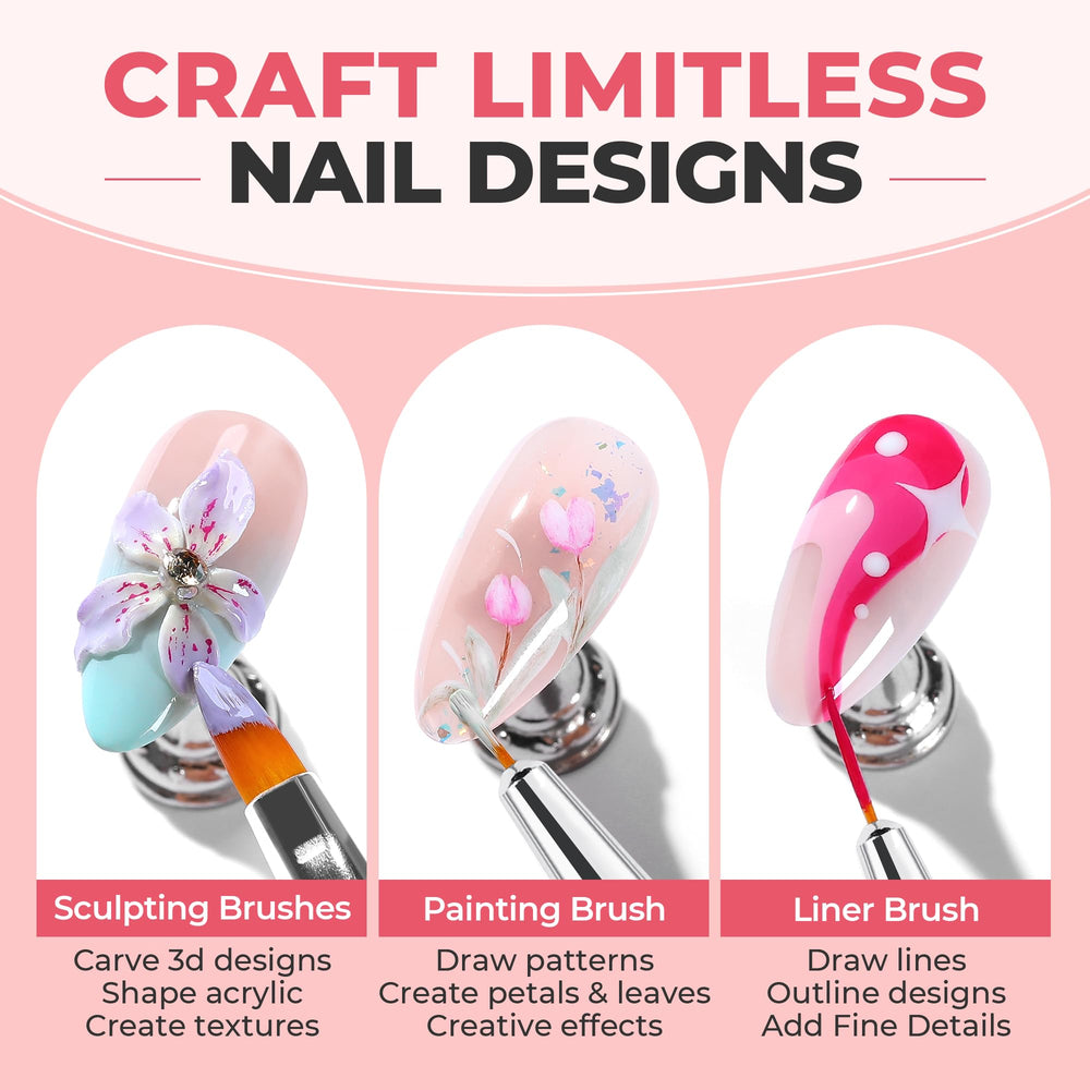 UNA GELLA Nail Art Set painting brush for bold color application.