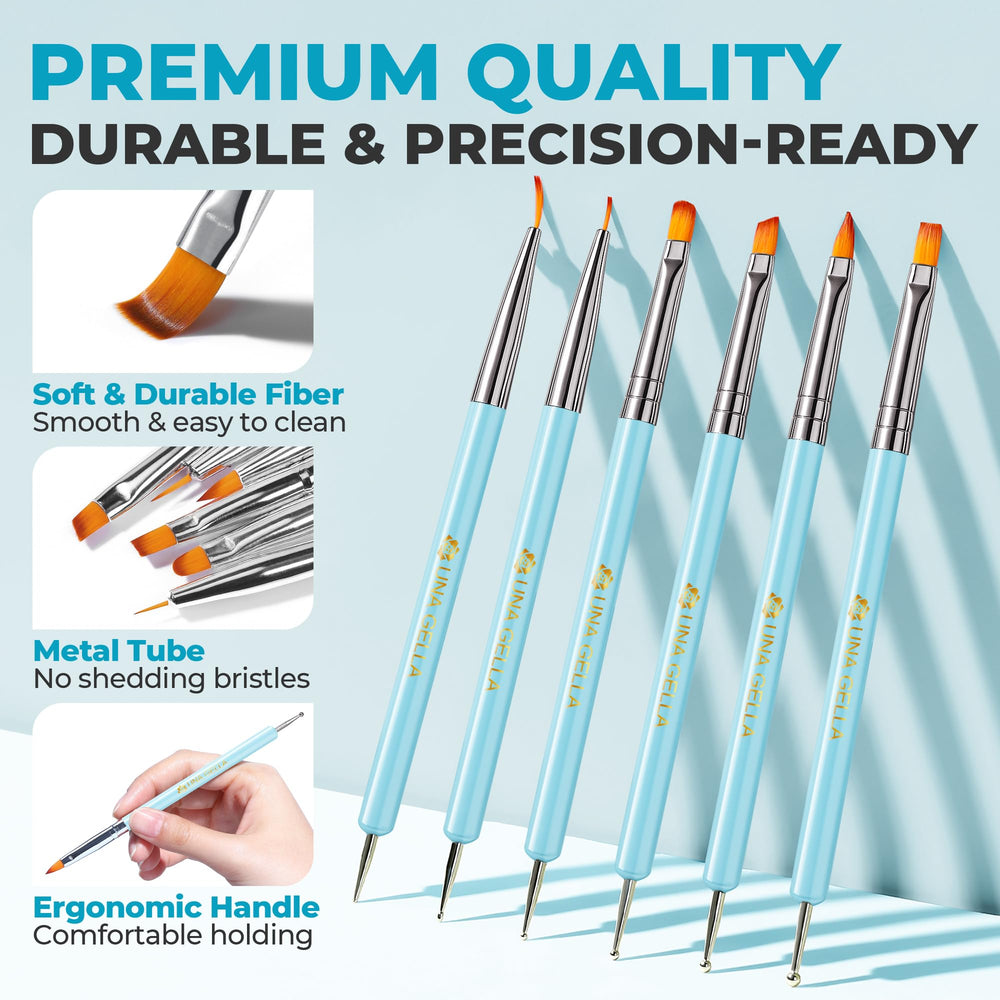 UNA GELLA nail art dotting tool in blue for precise dots and accents.