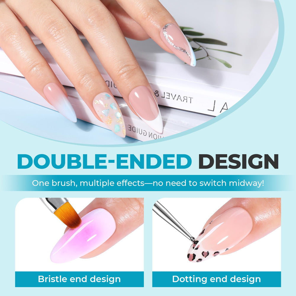 UNA GELLA nail art french brush in blue for clean smile lines.