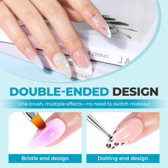 UNA GELLA nail art french brush in blue for clean smile lines.