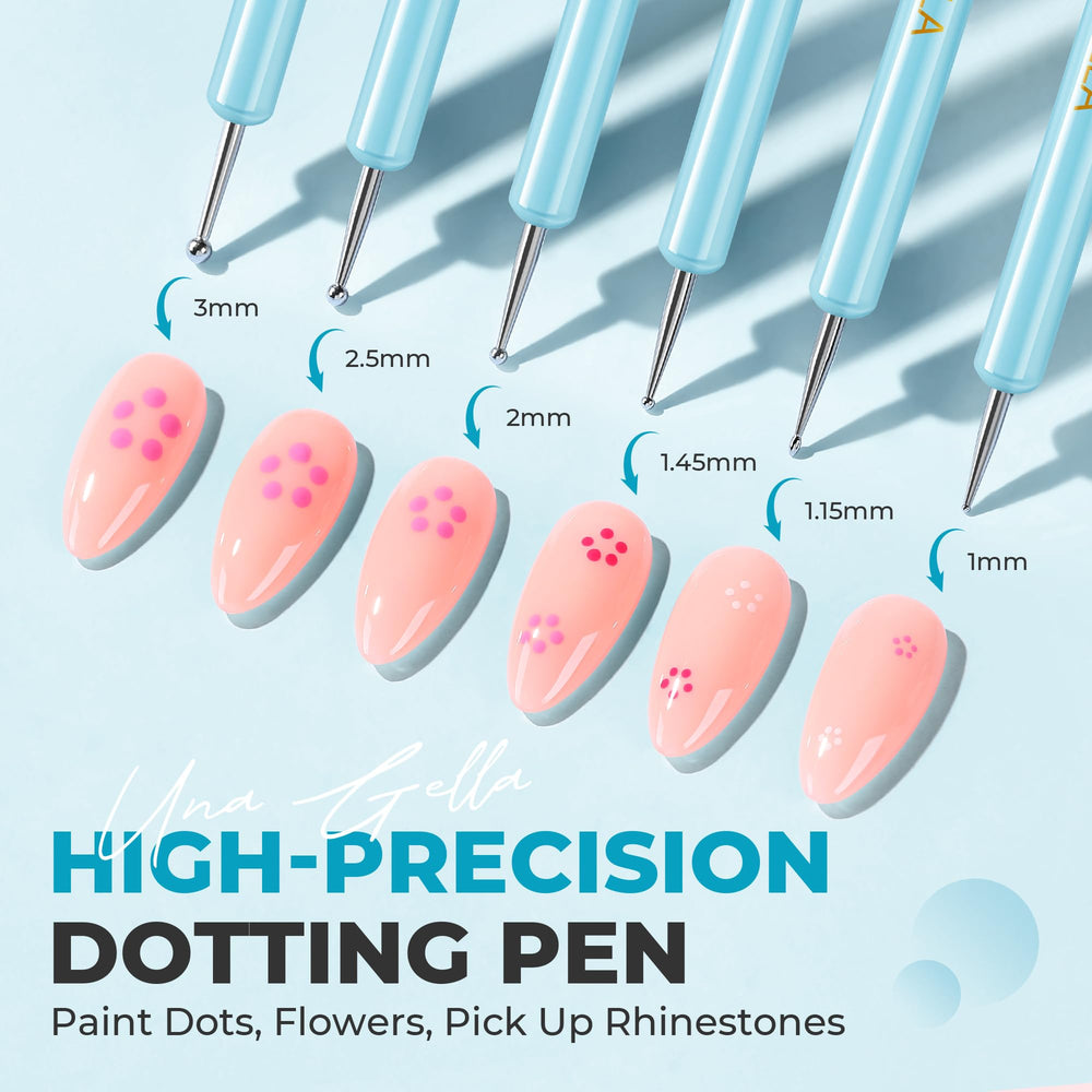 UNA GELLA nail art liner brush in blue for fine details.